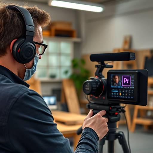 Un monteur utilisant Adobe Premiere Pro lors d'un atelier.
